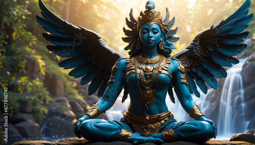 Obraz na plátně Garuda: The divine bird and mount of Vishnu.