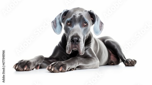 Blue Coat Great Dane Dog Guilty Look Isolated on White Background