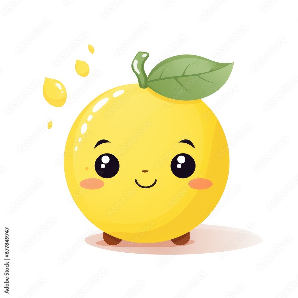 Cute Cartoon Lemon Character Isolated on a White Background Cute Cartoon Lemon Character Isolated on a White Background