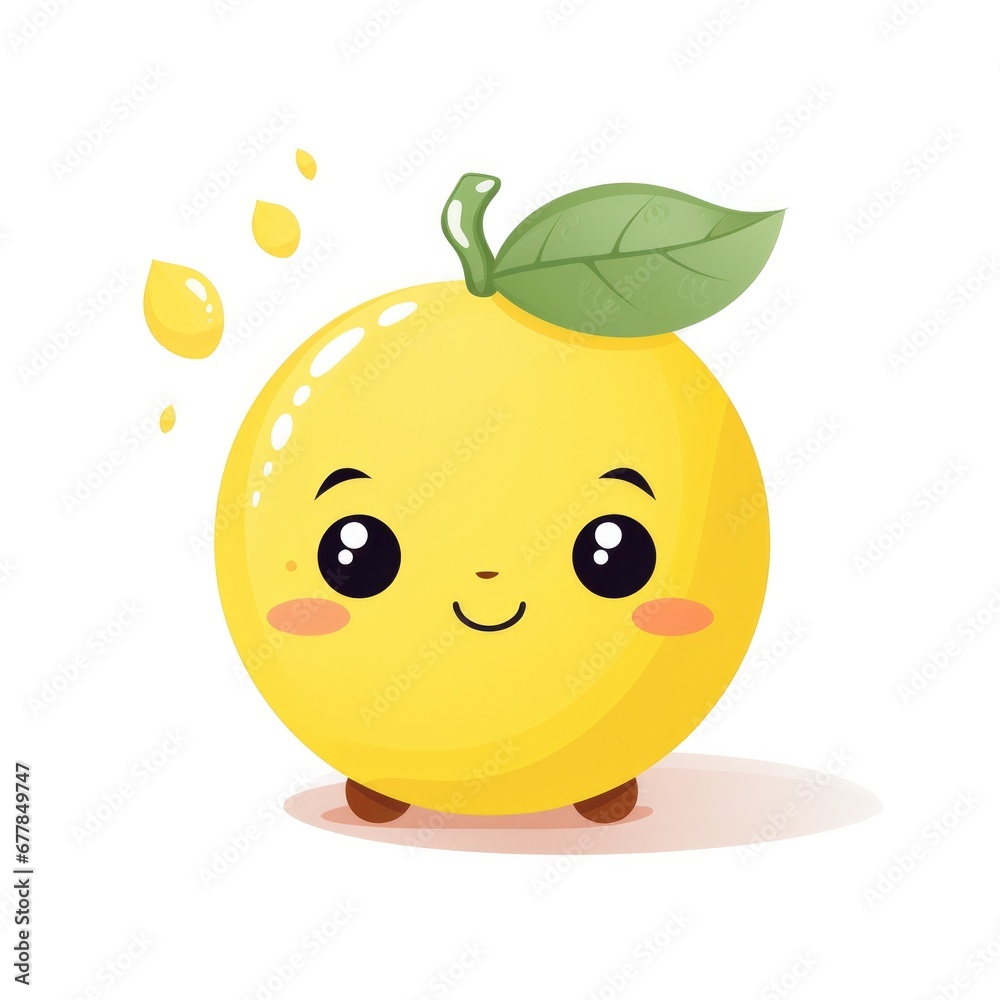 Cute Cartoon Lemon Character Isolated on a White Background