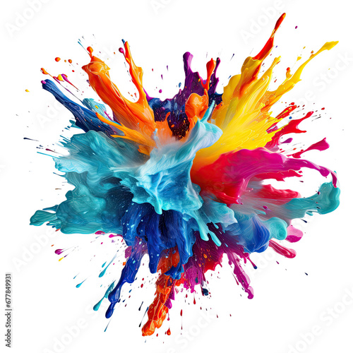 A color explosion of paint splashing, isolated on white, transparent background