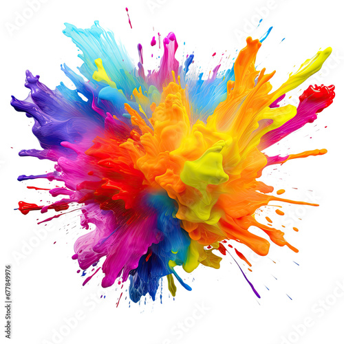 A color explosion of paint splashing, isolated on white, transparent background