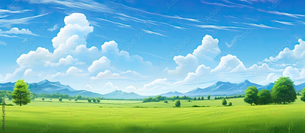 background the sky is a brilliant shade of blue reflecting the vibrant colors of summer as nature comes alive with lush green trees grass and a picturesque landscape of a colorful and beaut background the sky is a brilliant shade of blue reflecting the vibrant colors of summer as nature comes alive with lush green trees grass and a picturesque landscape of a colorful and beaut