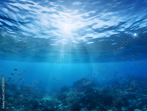Blue ocean underwater background 