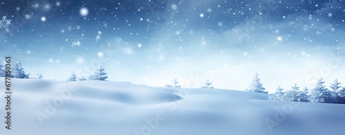 winter landscape with snow, web banner format © neirfy