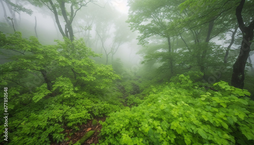 Tranquil scene of pine tree forest in tropical climate outdoors generated by AI