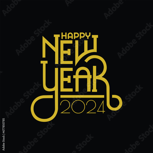 Happy New year 2024   new year celebration  illustration design.
