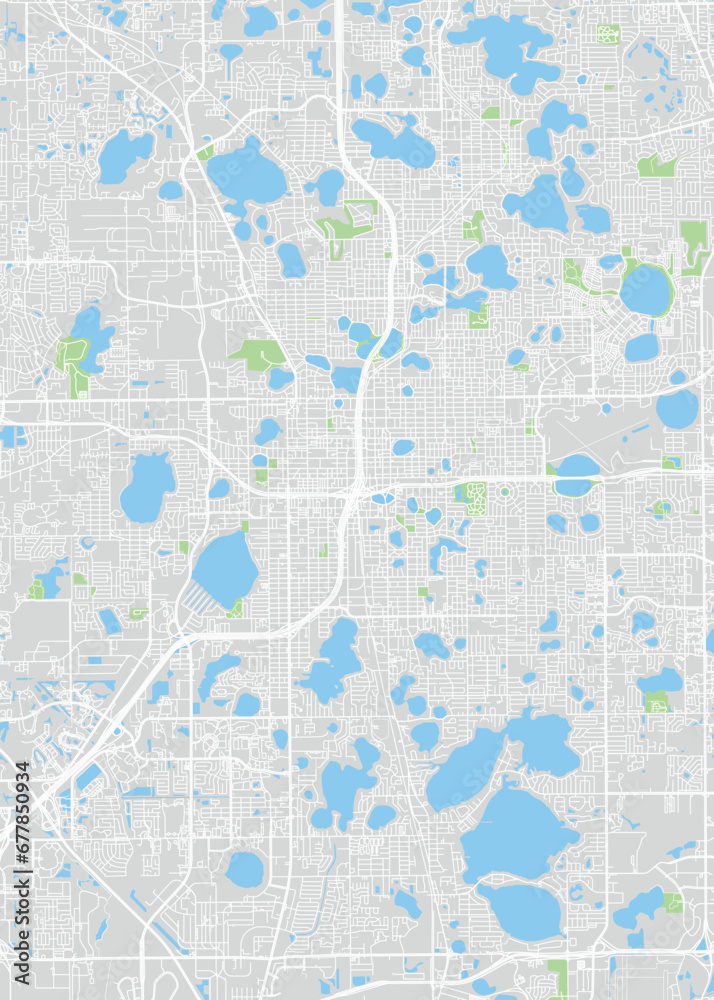City map Orlando, color detailed plan, vector illustration