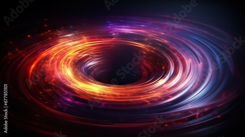 Artistic depiction of vibrant cosmic energy with swirling patterns of red and orange against a dark backdrop