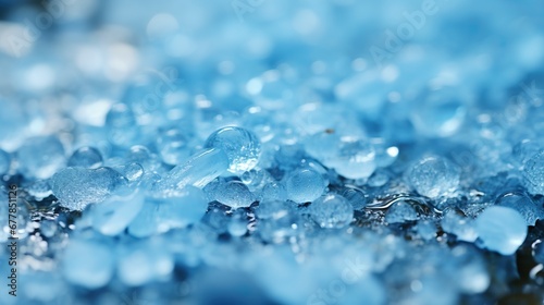 Macro shot of blue silica gel beads, highlighting their translucent texture and moisture absorption properties photo