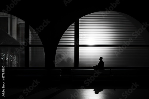 Contemplative Silhouette in Modern Archway