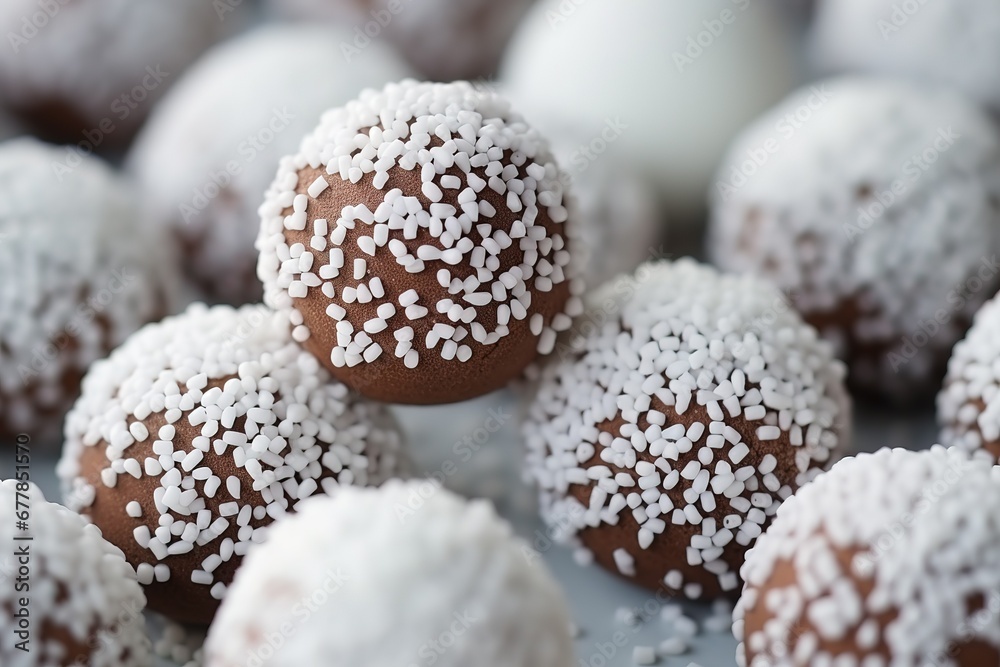 chocolate truffles with white powder on top chocolate truffles with white powder on top