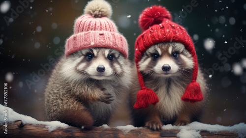 Cute Animals in Festive Santa Hats © Kinga