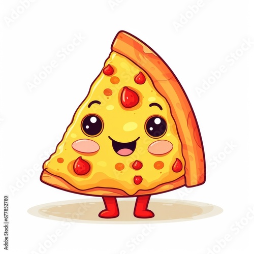 Cute Cartoon Pizza Slice Ch...