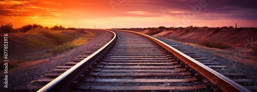 railway track in the sunset photo