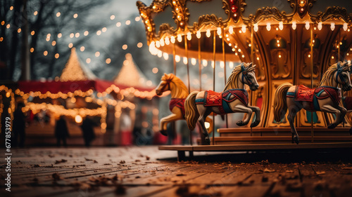 Festive Carousel Lights at a Christmas Market