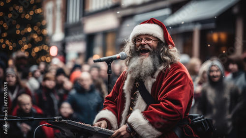 Street Rock Performance: Santa Claus Singing