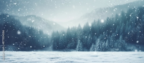 Winter background of snow and frost with free space for text photo