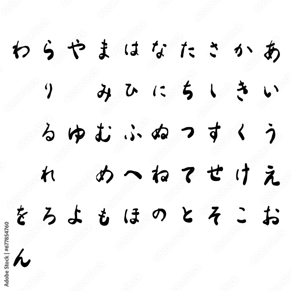 日本語のひらがなを手書き文字で