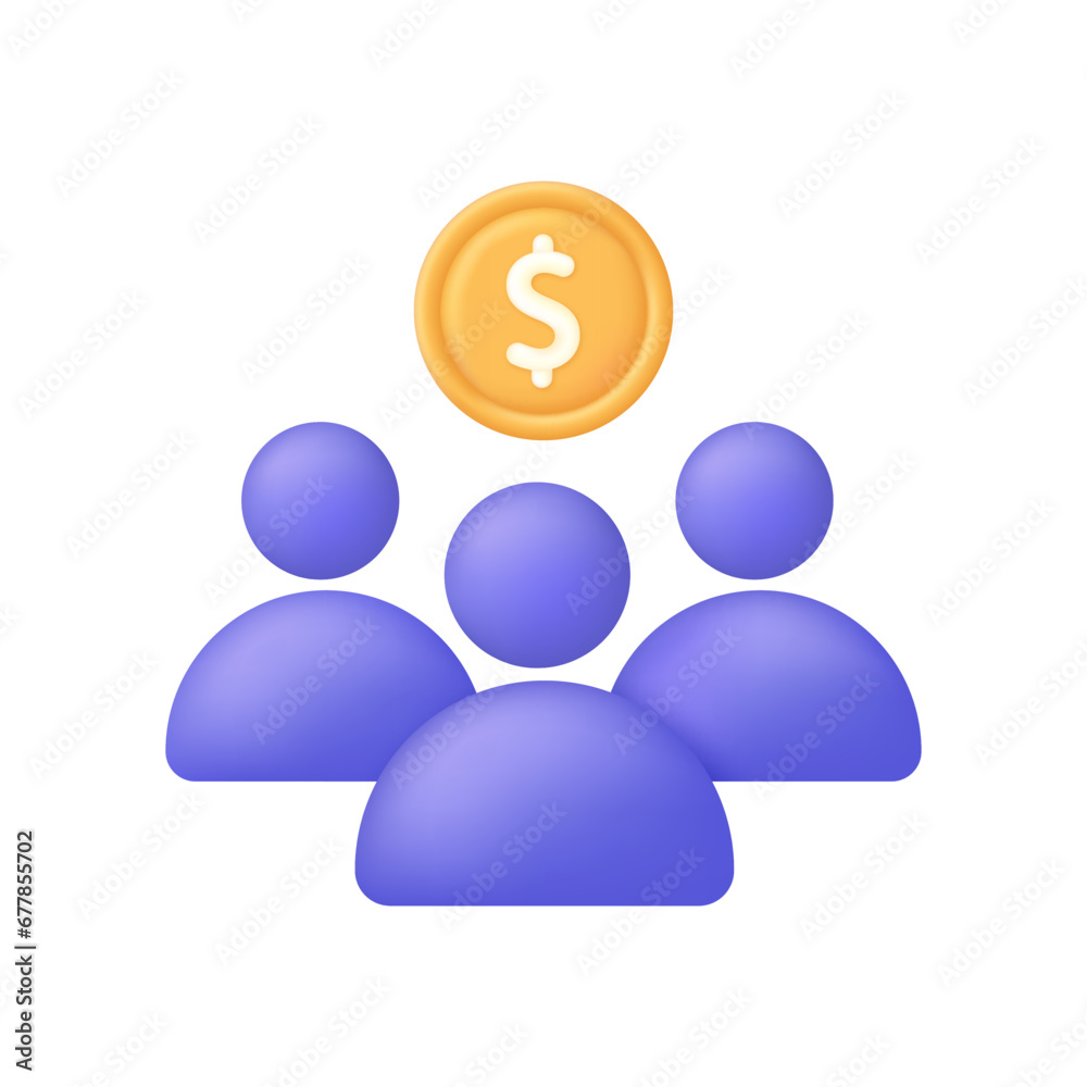 3D Shareholders team icon. Group of investors like business teamwork. Concept of economy success or crowdfunding symbol. 3D Shareholders team icon. Group of investors like business teamwork. Concept of economy success or crowdfunding symbol.