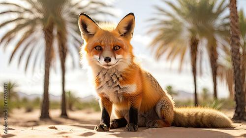 Red fox in the desert. Generative AI