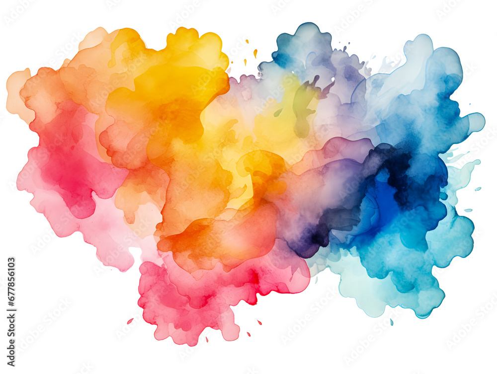 Watercolor colorful stain on a transparent background
