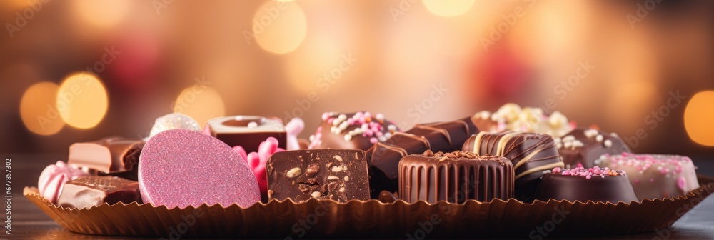 A plate containing a variety of chocolates