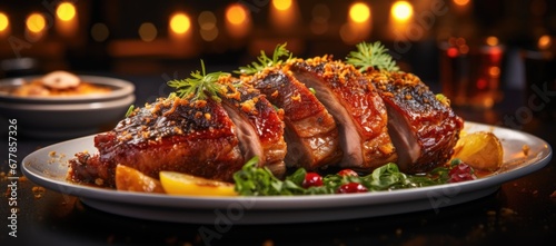 A serving of succulent roasted duck photo