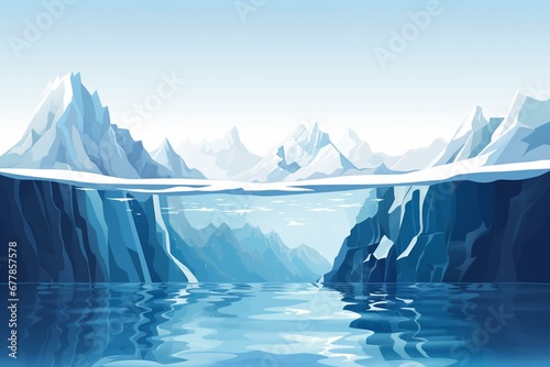 Illustration of an iceberg submerged underwater. Generative AI