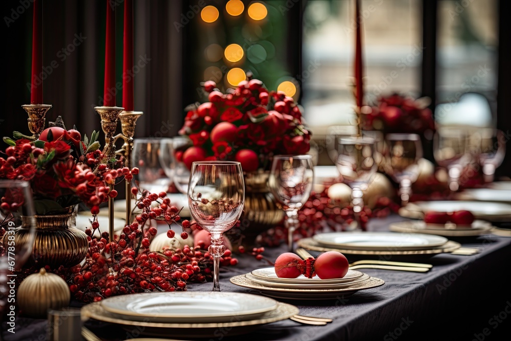 Christmas table settings, decorations for supper