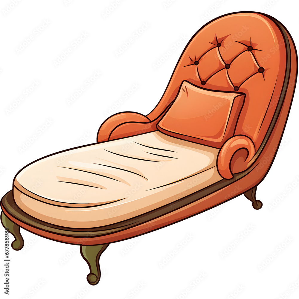 cartoon clipart of Chaise Lounge, furniture clipart, interior clipart