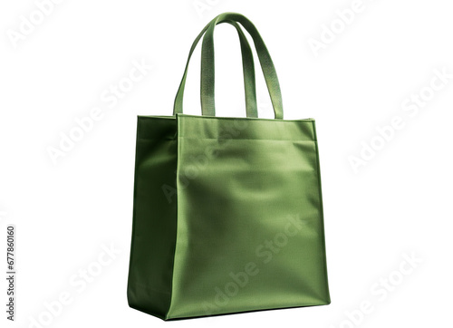 Green fabric shopping bag, cut out