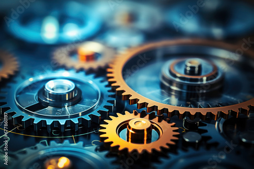 artistic image of a search algorithm concept depicted as gears and cogs working in harmony, symbolizing the systematic and organized approach to sorting and presenting search results photo