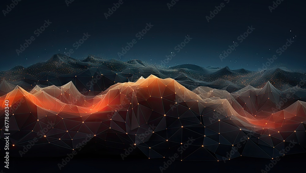 an abstract image of mountains on dark background Generative AI - obrazy, fototapety, plakaty 