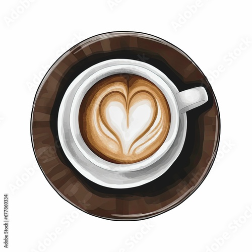 An AI-generated cup of coffee with a heart on it's latte