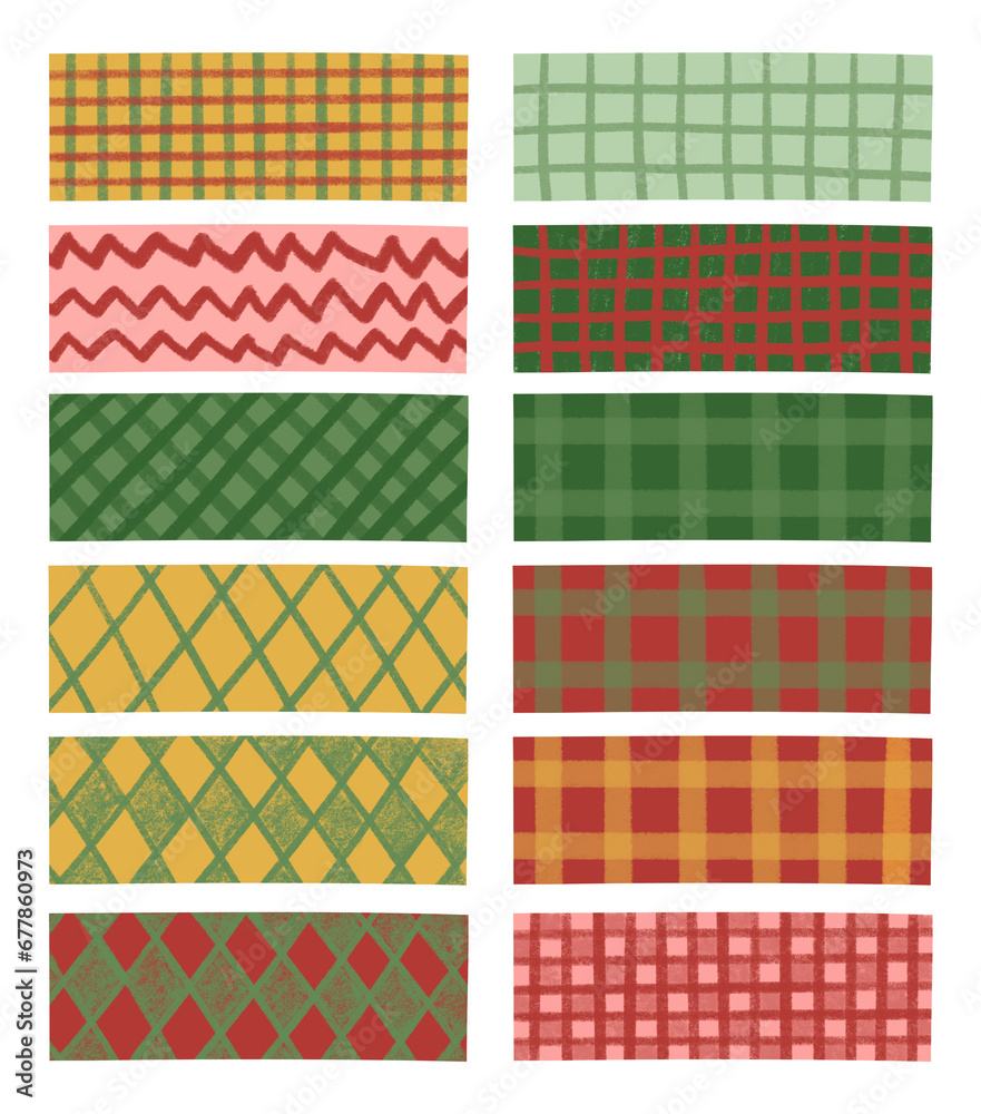Christmas red and green washi tape strips. Semitransparent masking tape, adhesive, stickers for holiday decorations, cards, crafts, scrapbooking, and more Christmas red and green washi tape strips. Semitransparent masking tape, adhesive, stickers for holiday decorations, cards, crafts, scrapbooking, and more