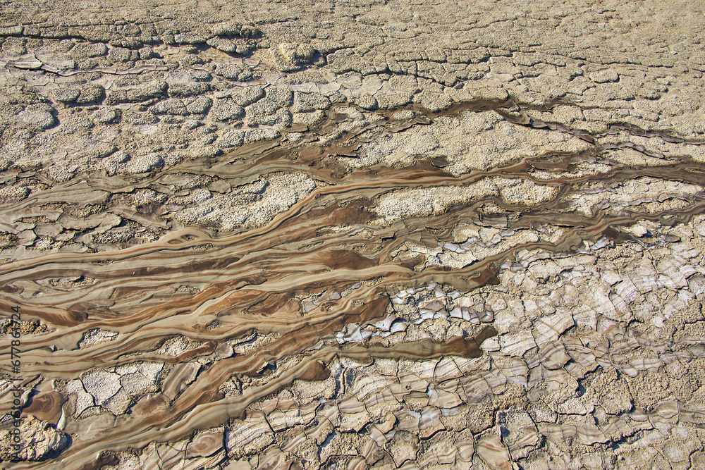 mud volcanoes from which flow mud rivers