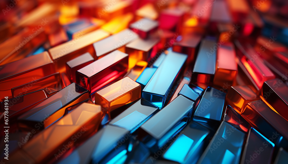 Abstract pattern of vibrant colors, close up, shiny, illuminated, futuristic backdrop generated by AI Abstract pattern of vibrant colors, close up, shiny, illuminated, futuristic backdrop generated by AI