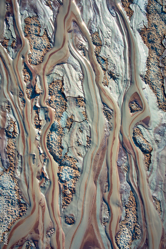 cones of mud volcanoes from which rivers of mud flow