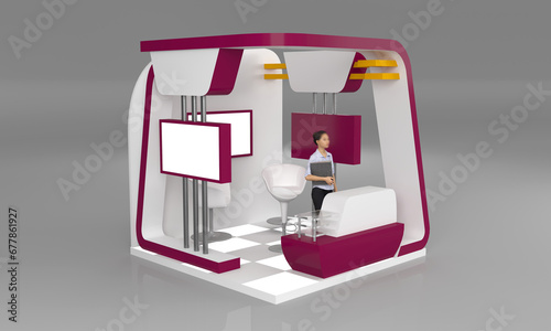 3D rendering creative exhibition stand design, Booth template for exhibitions and events usage