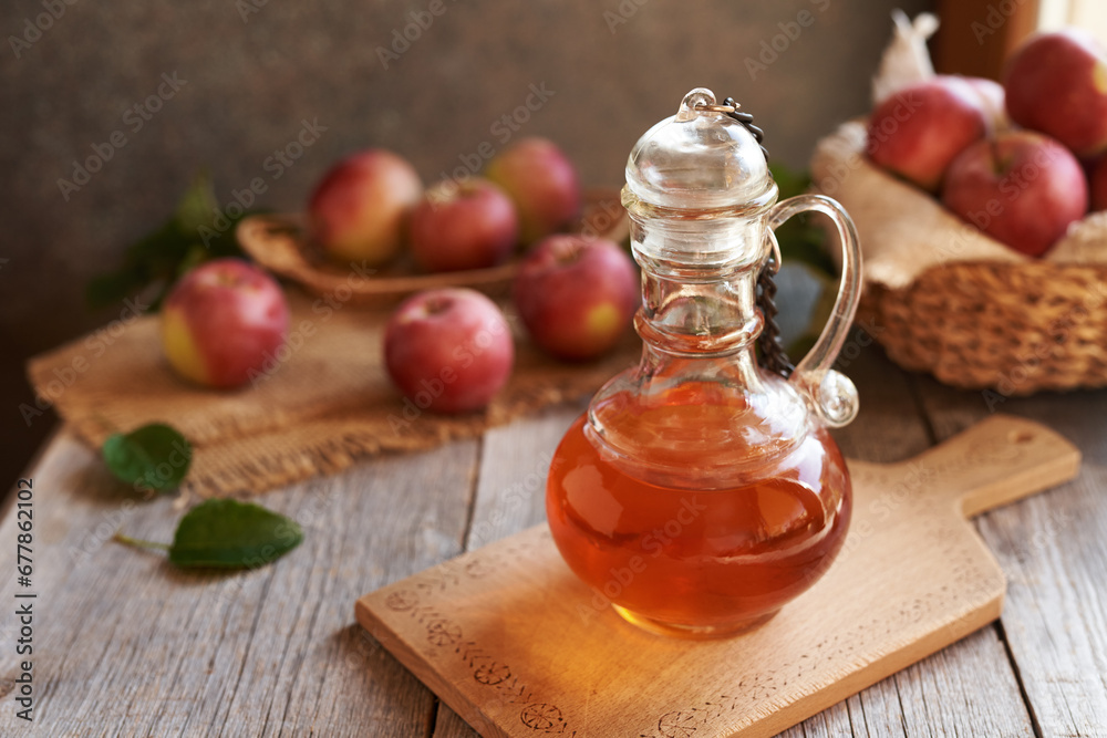 Apple cider vinegar with fresh apples Apple cider vinegar with fresh apples