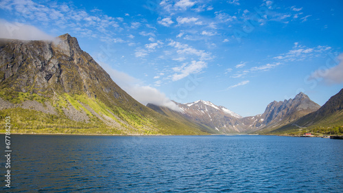 Typical norwegian fjord landscape at Senja island