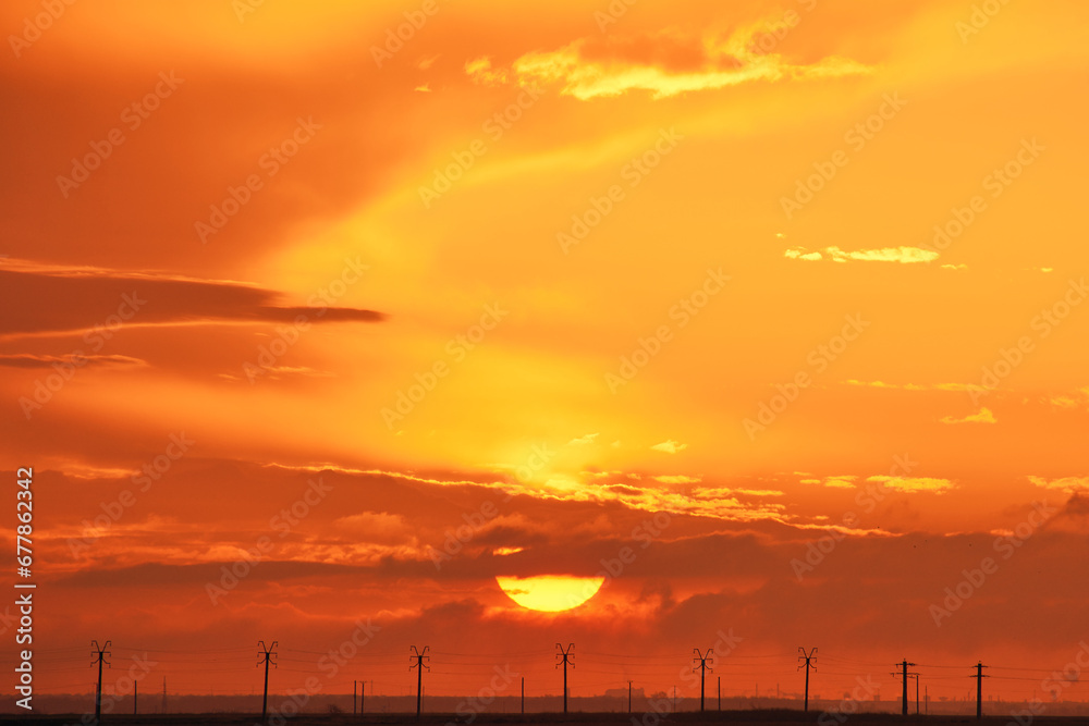 beautiful sunrise on the summer field