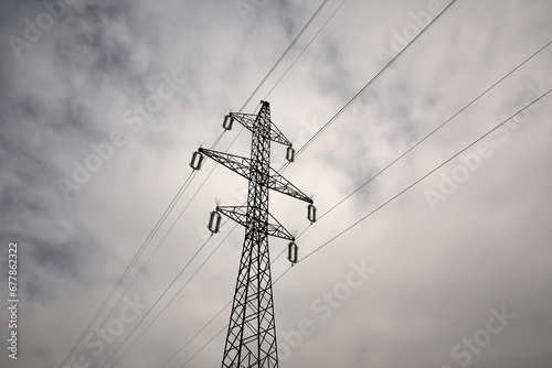 Obraz na płótnie high voltage pole and electricity wires w salonie