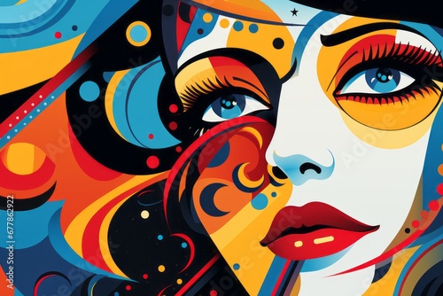 abstract portrait of girl in pop art style