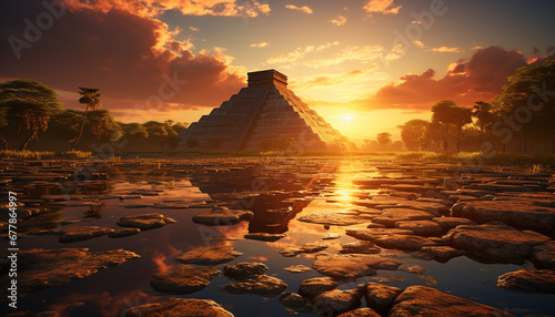 Ancient ruins reflect history and spirituality in famous travel destinations generated by AI