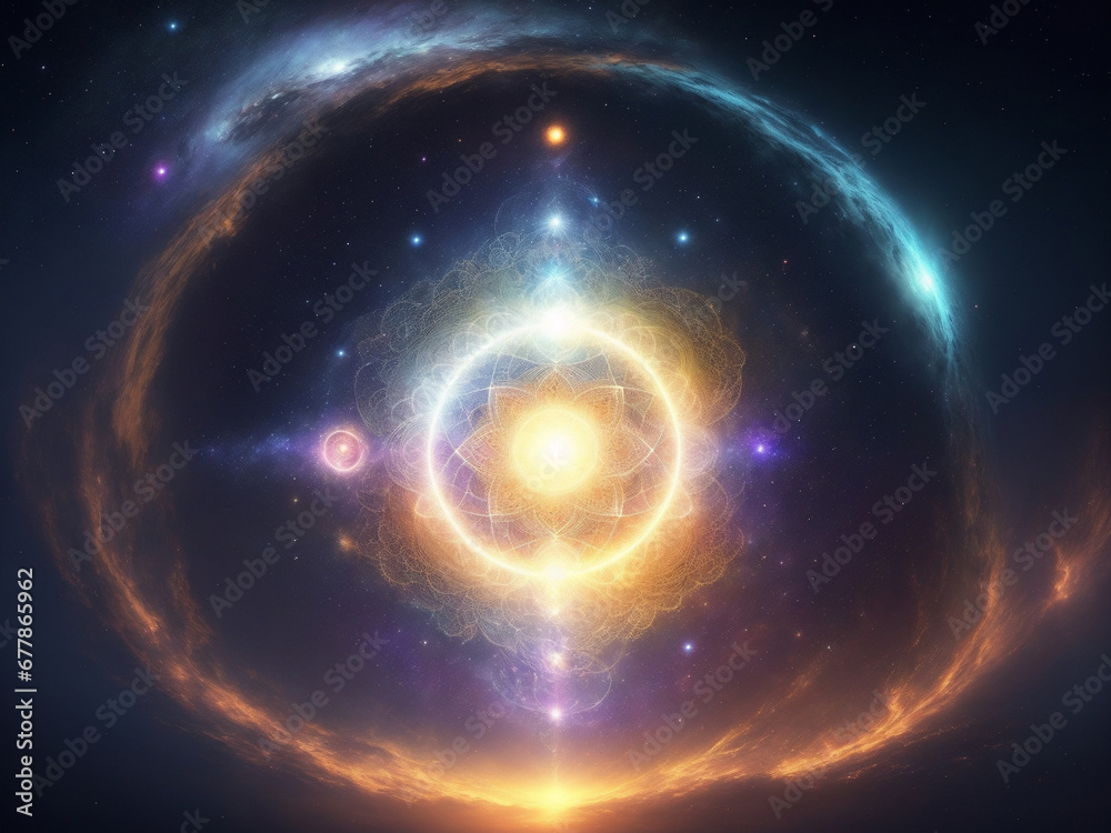 A captivating portrayal of ethereal light emanating from a shamanic figure, embodying mysticism and connection, generated by AI A captivating portrayal of ethereal light emanating from a shamanic figure, embodying mysticism and connection, generated by AI