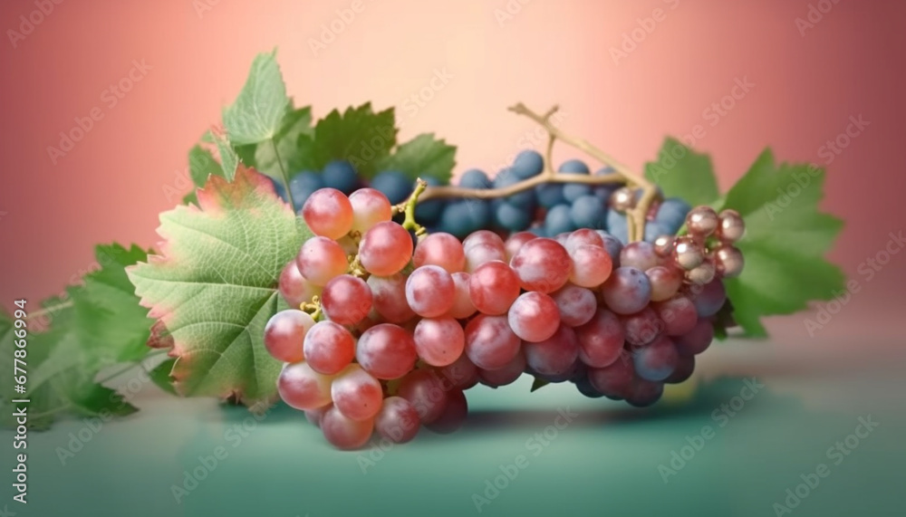 Fototapeta premium Ripe grape bunches on vine, ready for winemaking process generated by AI