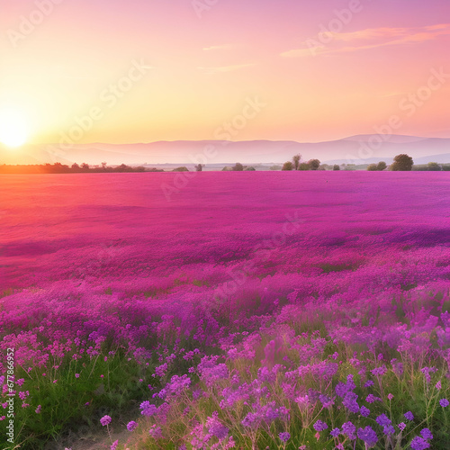 purple flower field, spring 