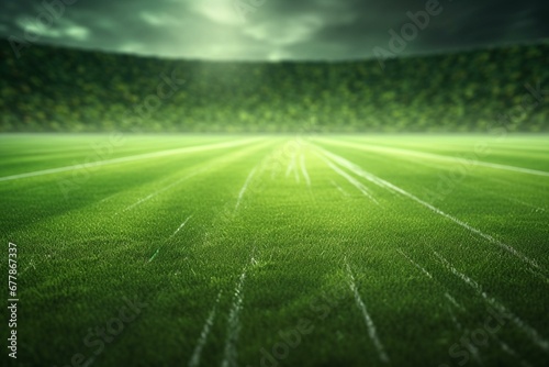 Grass texture with 3D land: empty surface sports and farm background. Football field and farming concept design. Generative AI © Amoret
